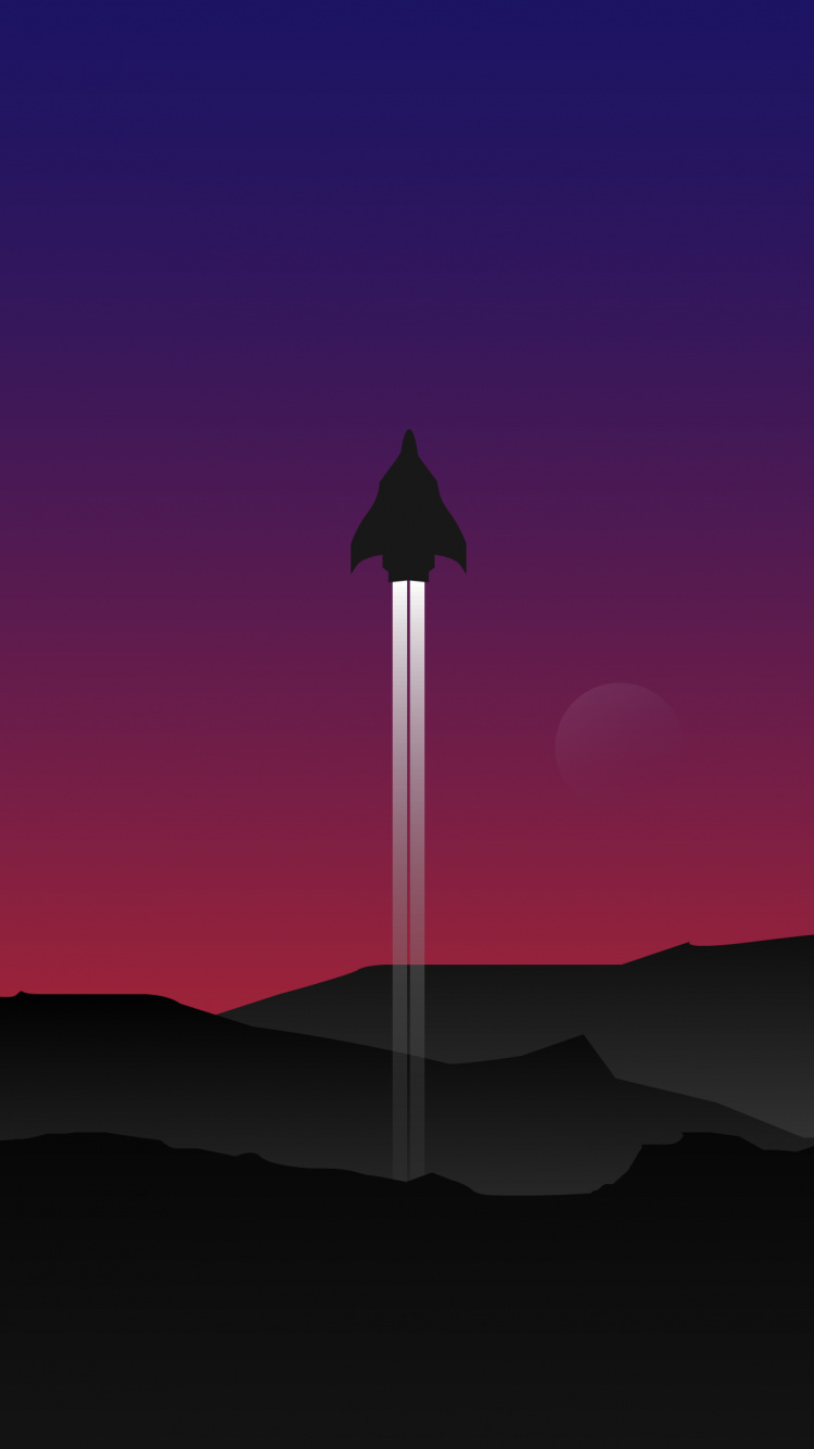 Обои космос, ракета, космический полет, атмосфера, красный цвет в разрешении 750x1334