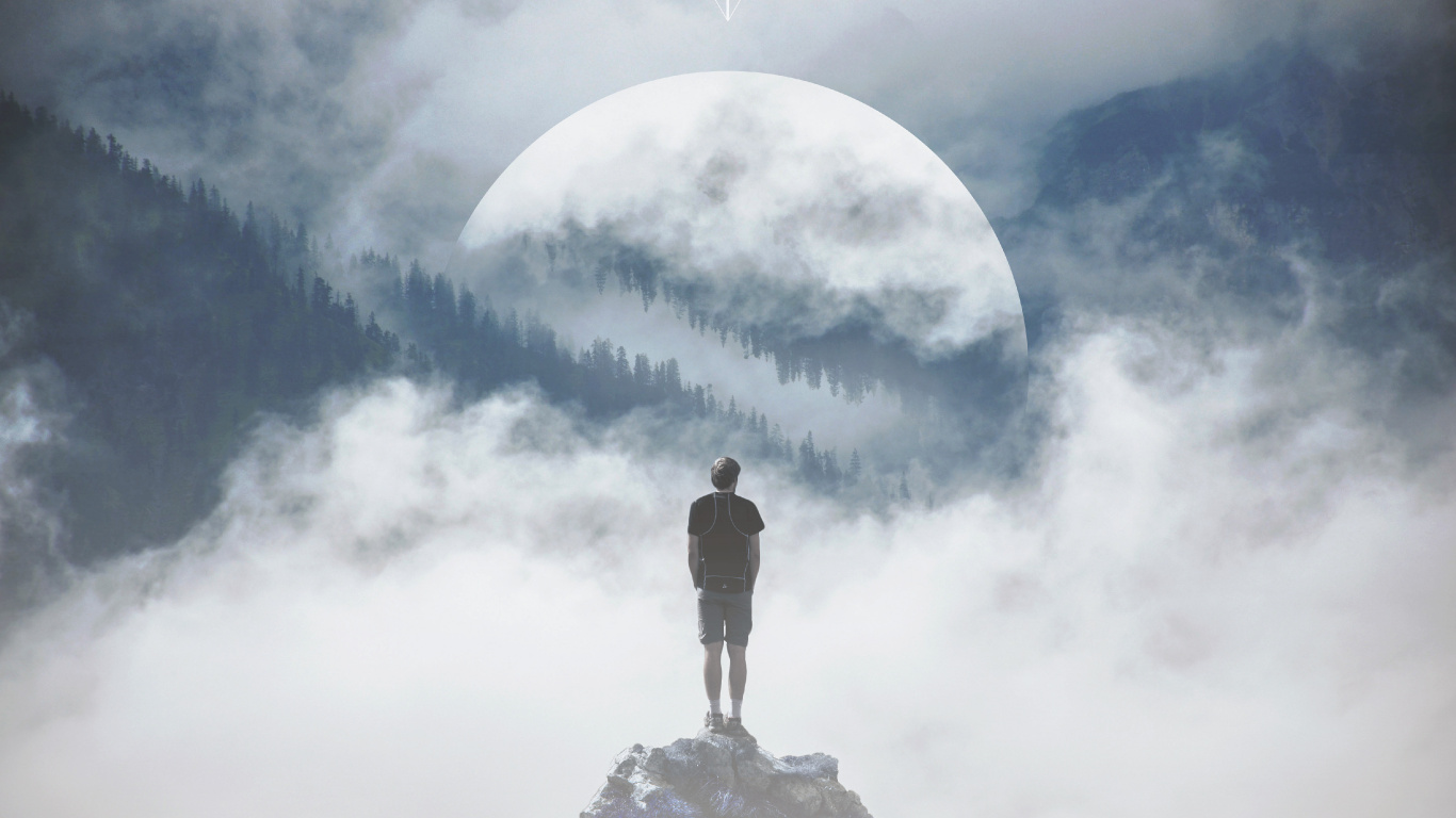 Обои облако, атмосфера, скульптура, арт, мир в разрешении 1366x768