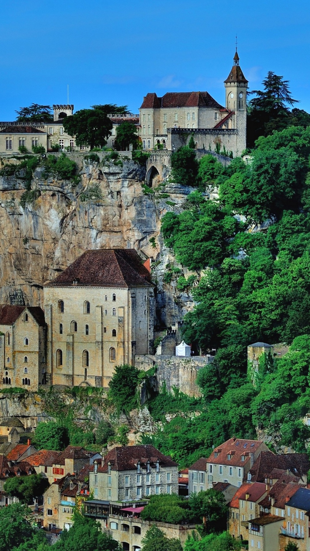 Обои Рокамадур, горная деревня, деревня, город, замок в разрешении 1080x1920