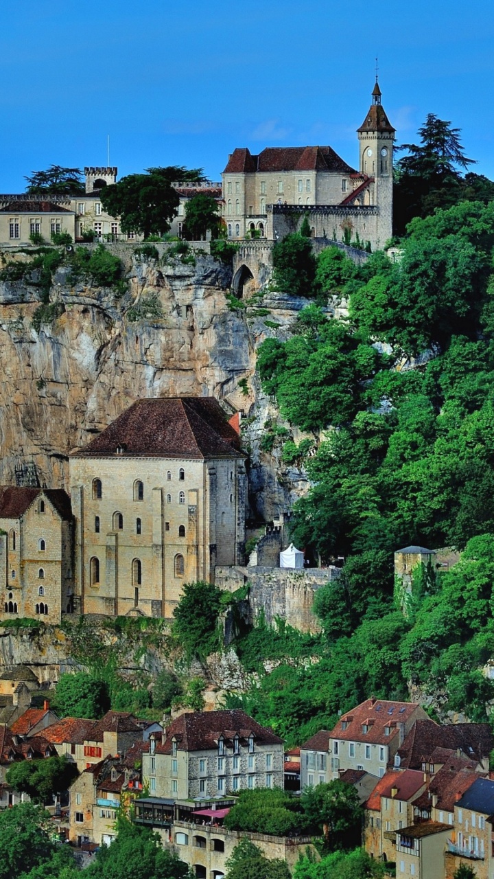 Обои Рокамадур, горная деревня, деревня, город, замок в разрешении 720x1280