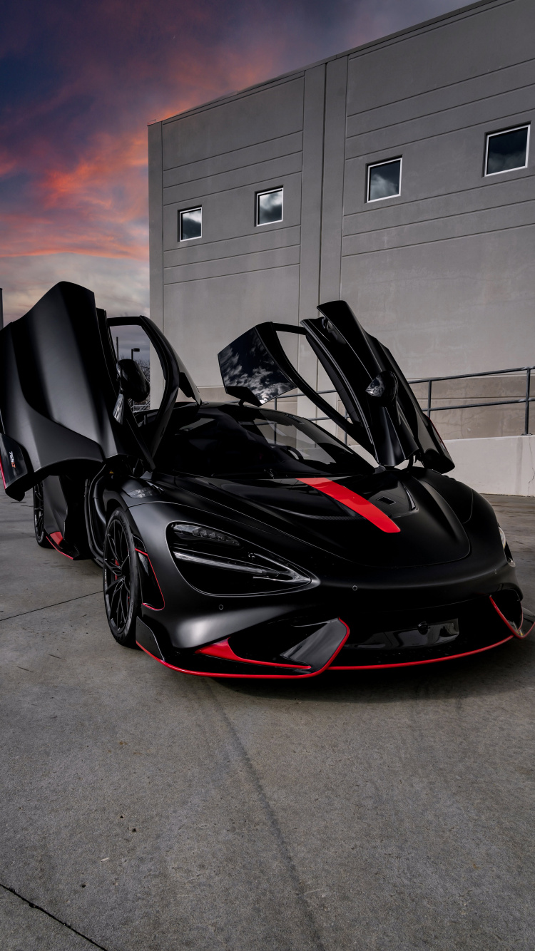 Обои легковые автомобили, авто, черно-красная спортивная машина, спорткар, Макларен 12с в разрешении 750x1334