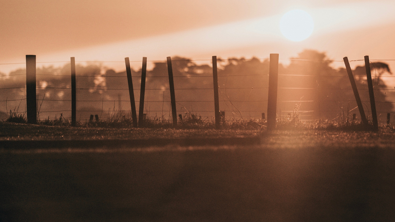 Обои горизонт, здание, закат, атмосфера, вечер в разрешении 1366x768