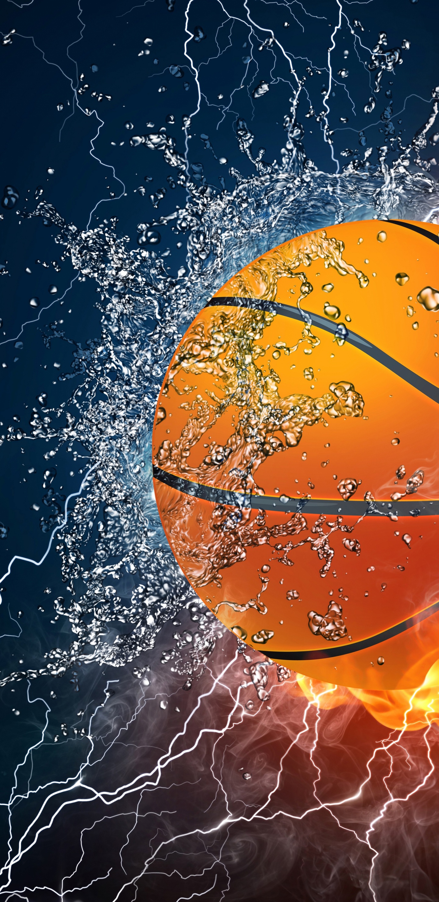 Обои Баскетбол, мяч, тепло, атмосфера, Апельсин в разрешении 1440x2960