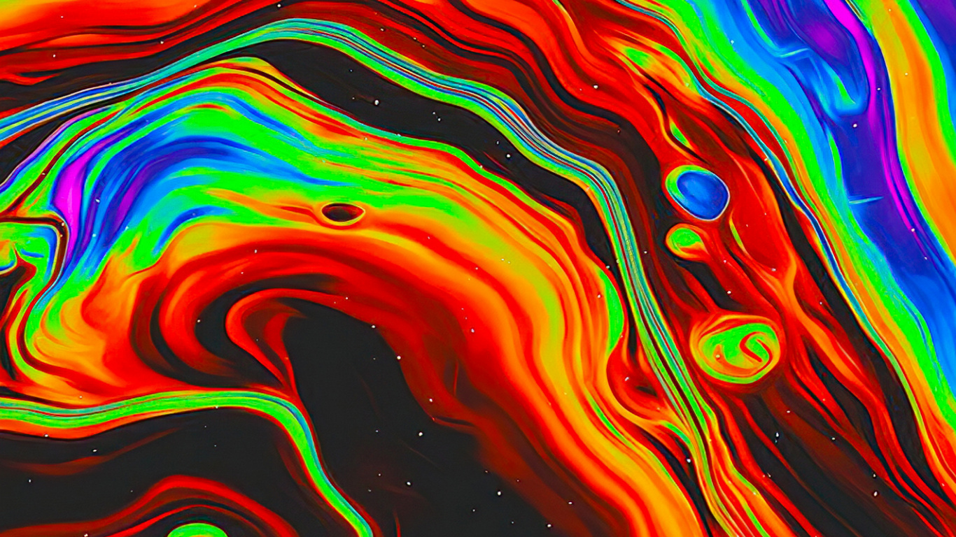 Обои психоделическое искусство, арт, акриловая краска, акварельная живопись, живопись в разрешении 1366x768