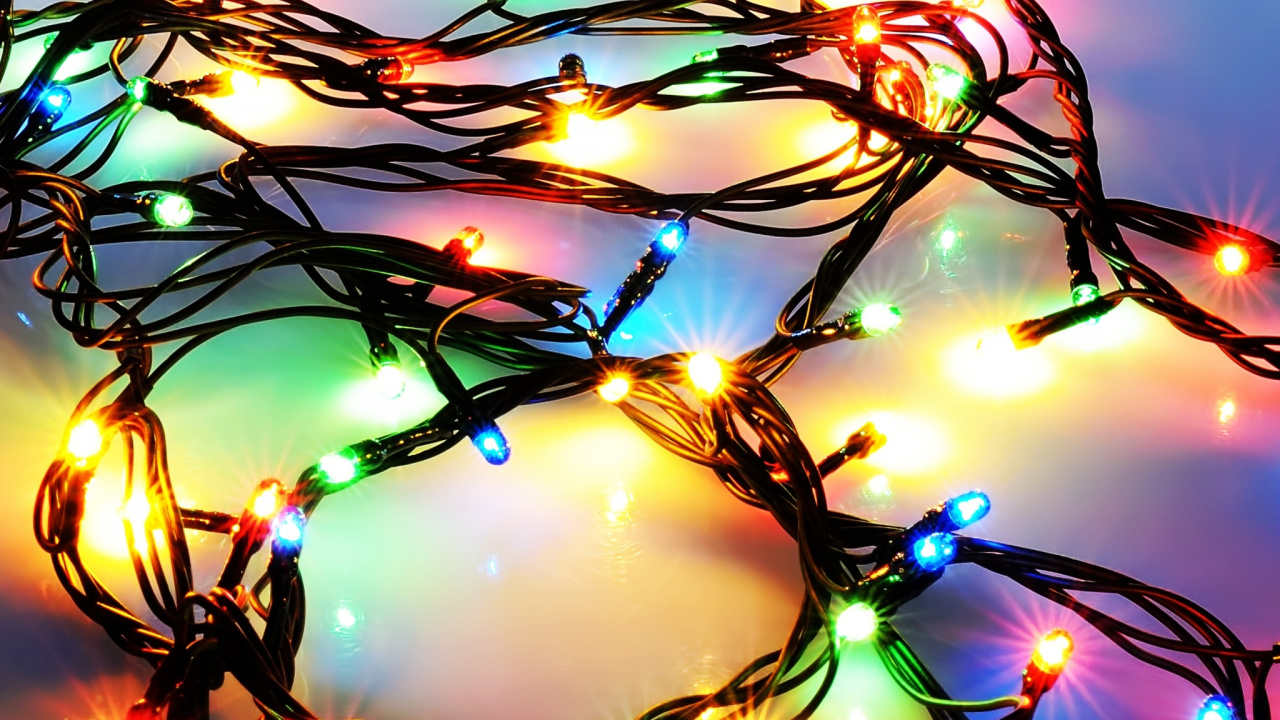 Обои Рождественские огни, Рождественский день, освещение, свет, ветвь в разрешении 1280x720