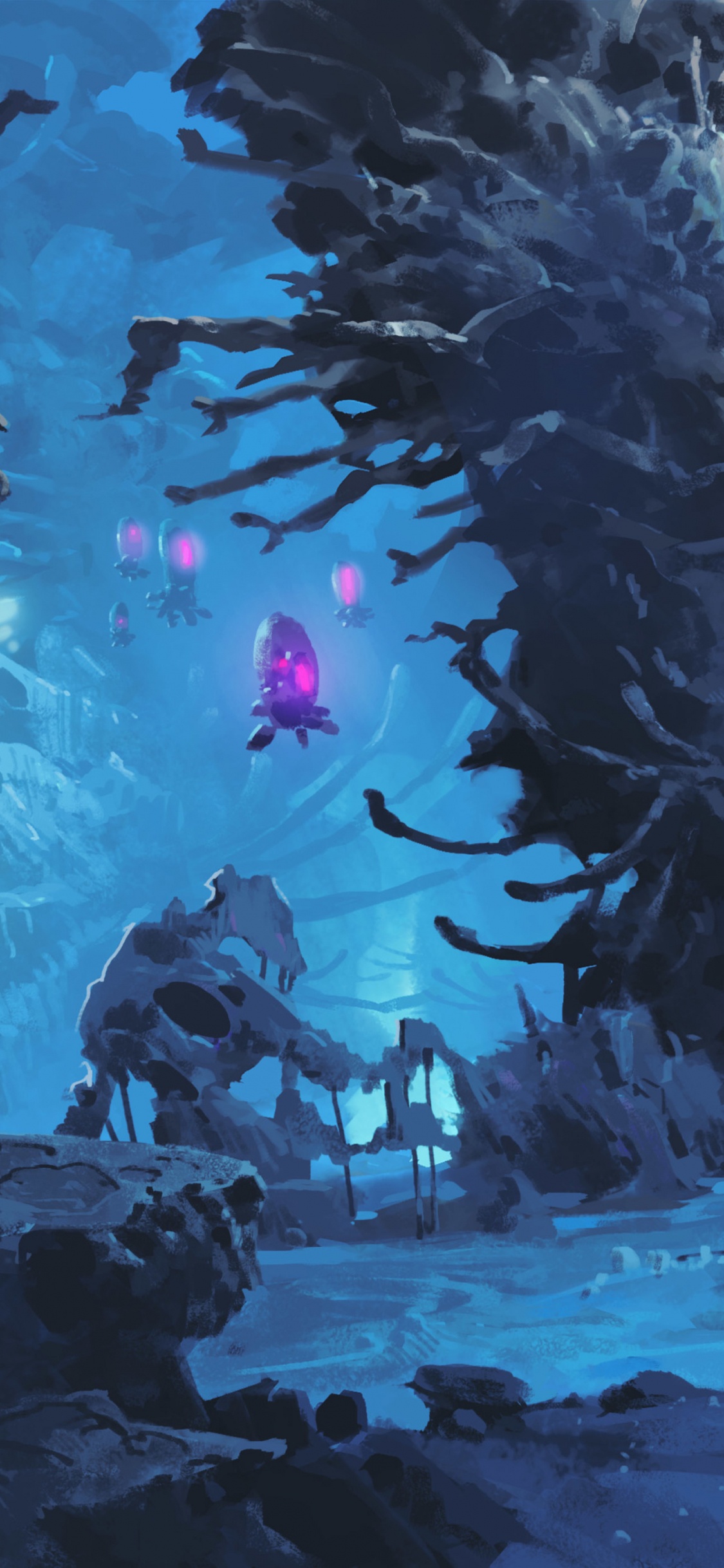 Обои подземные воды, цифровое искусство, арт, вода, мир в разрешении 1125x2436