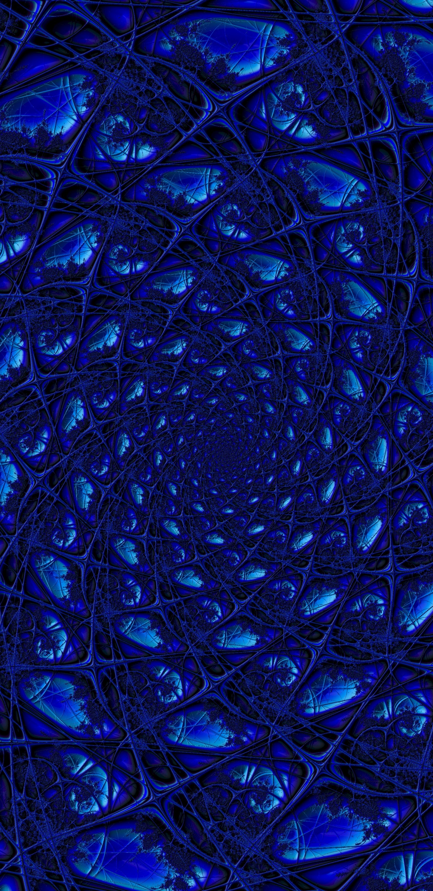 Обои фрактал, фрактальное искусство, синий кобальт, синий, электрик в разрешении 1440x2960