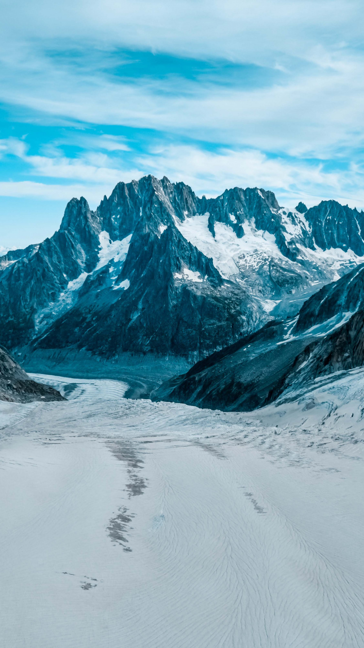 Обои Мер-де-Глас, горный рельеф, гора, ледяная форма, ледник в разрешении 750x1334