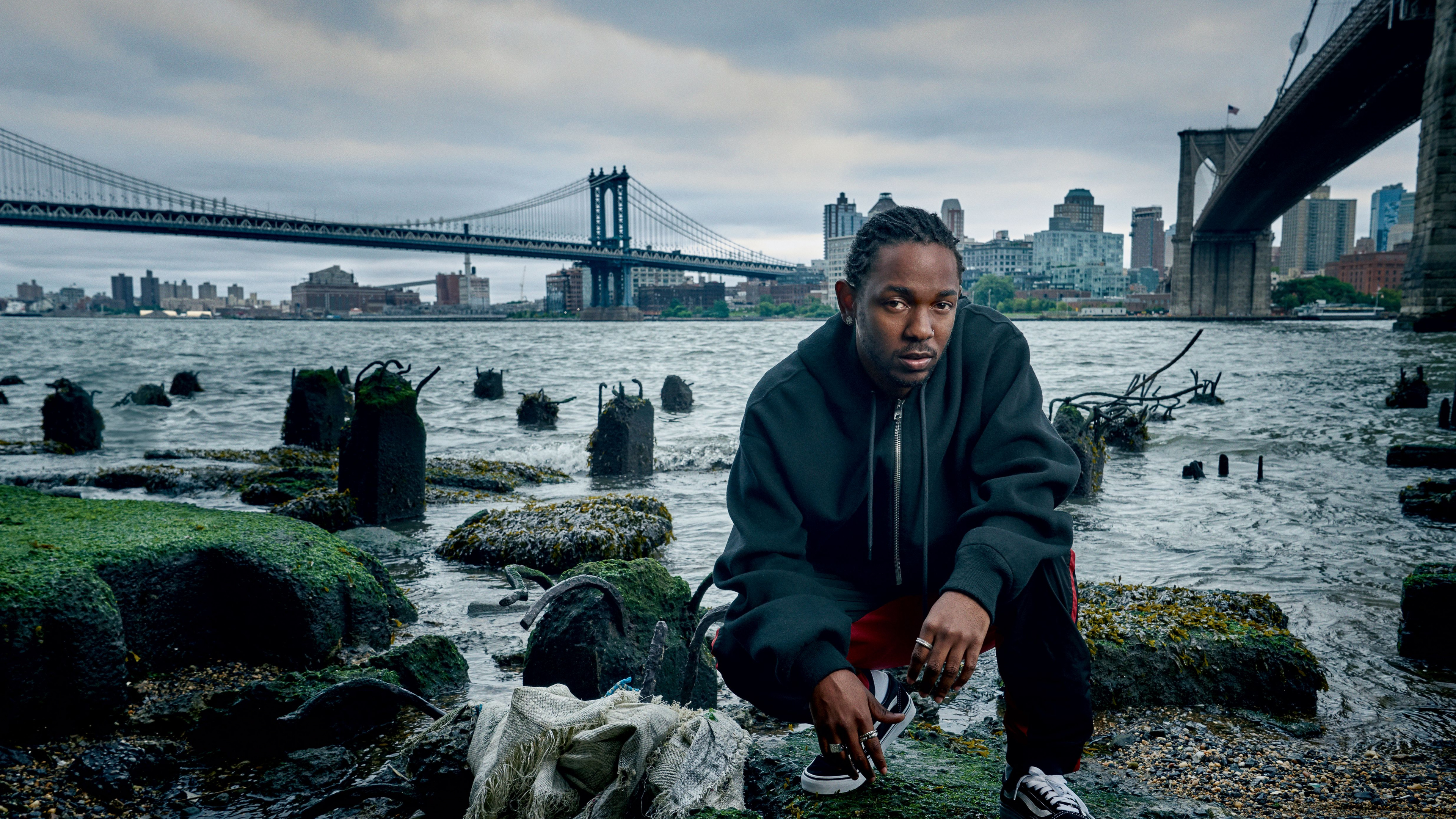 Обои Бруклинский мост, Кендрик ламар, реппер, вода, мост в разрешении 3840x2160