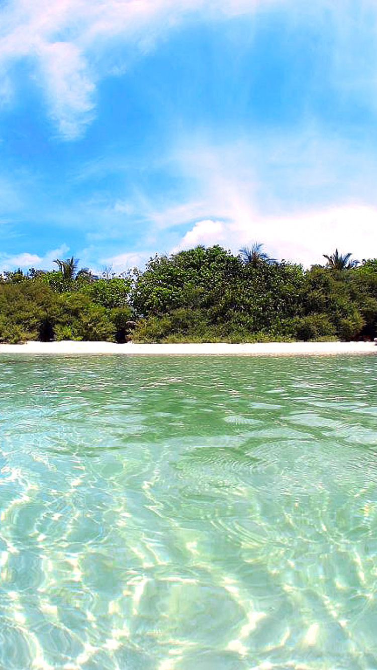 Обои Мальдивские острова, Dhigufaru, Остров, пляж, море в разрешении 750x1334