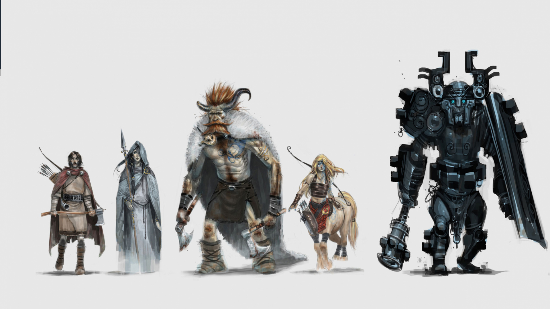 Обои фигурка, иллюстрация, концепт арт, копье, игра в разрешении 1920x1080