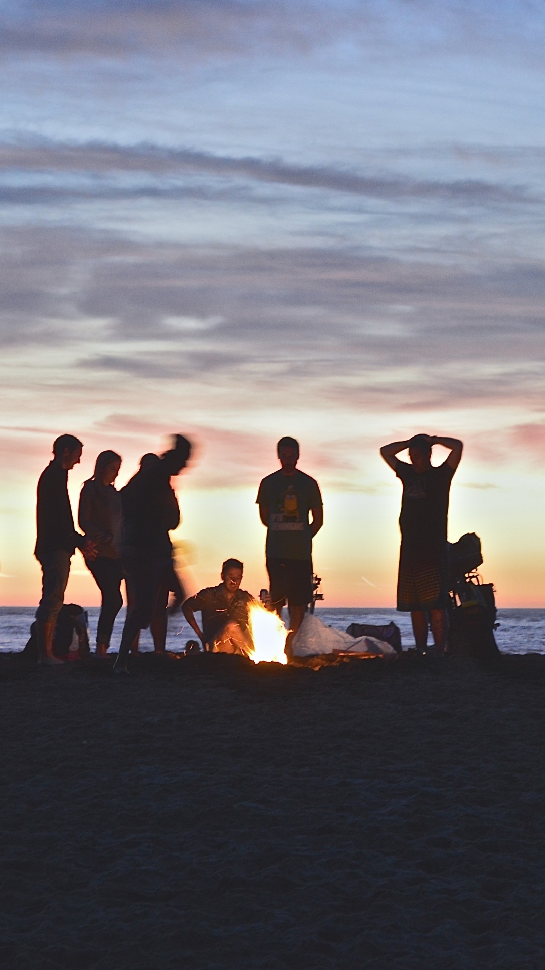 Обои пляж, море, закат, горизонт, океан в разрешении 1080x1920