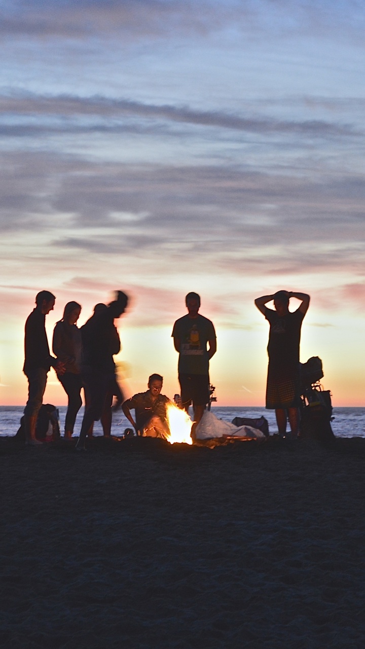 Обои пляж, море, закат, горизонт, океан в разрешении 720x1280