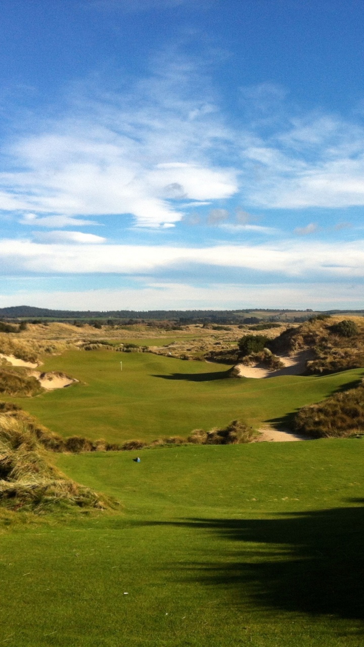 Обои гольф, площадка для гольфа, нагорье, побережье, пастбище в разрешении 720x1280