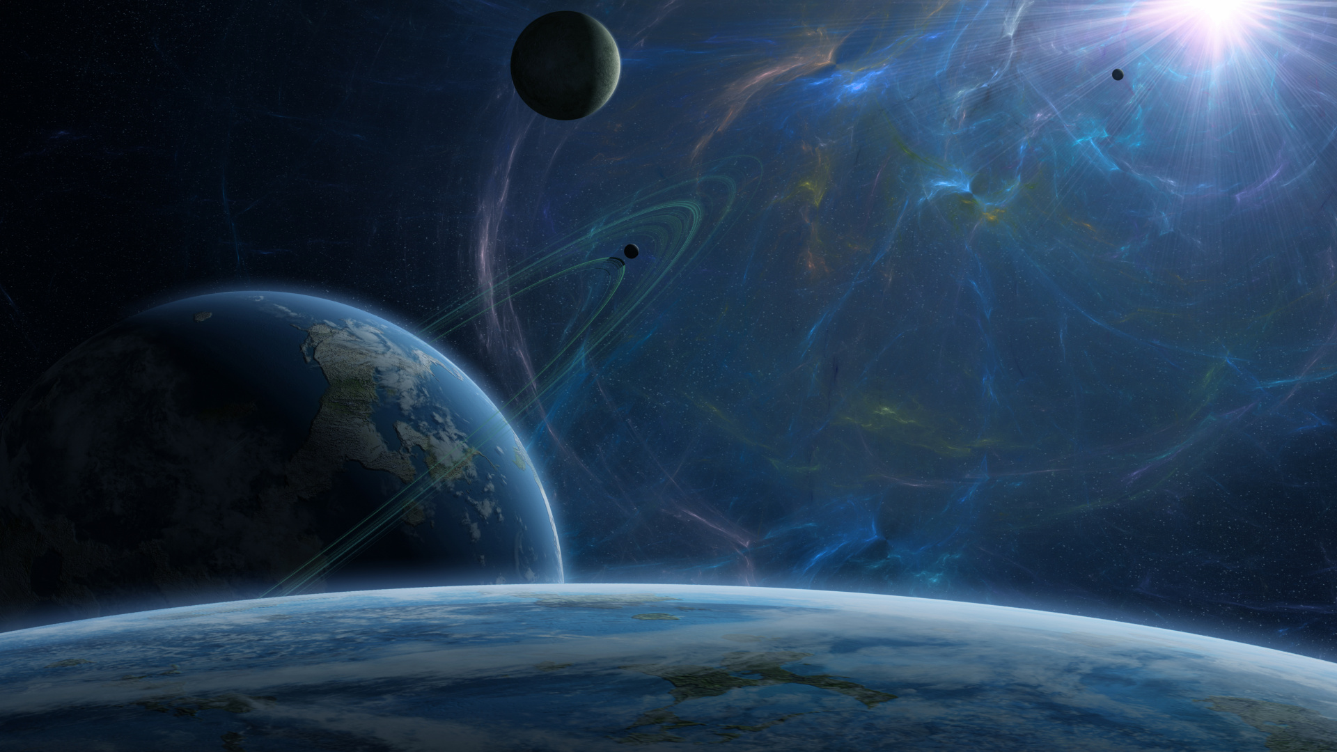 Обои космическое пространство, планета, астрономический объект, космос, атмосфера земли в разрешении 1920x1080