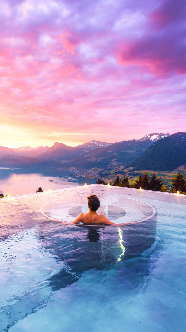 Обои вода, облако, гидроресурсы, гора, водоем в разрешении 750x1334