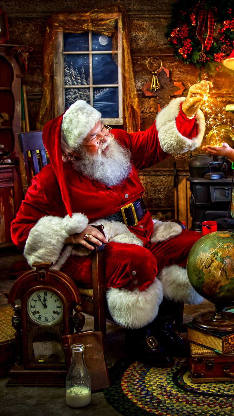 Обои Санта-Клаус, Рождественский день, Рождество, событие, праздник в разрешении 750x1334