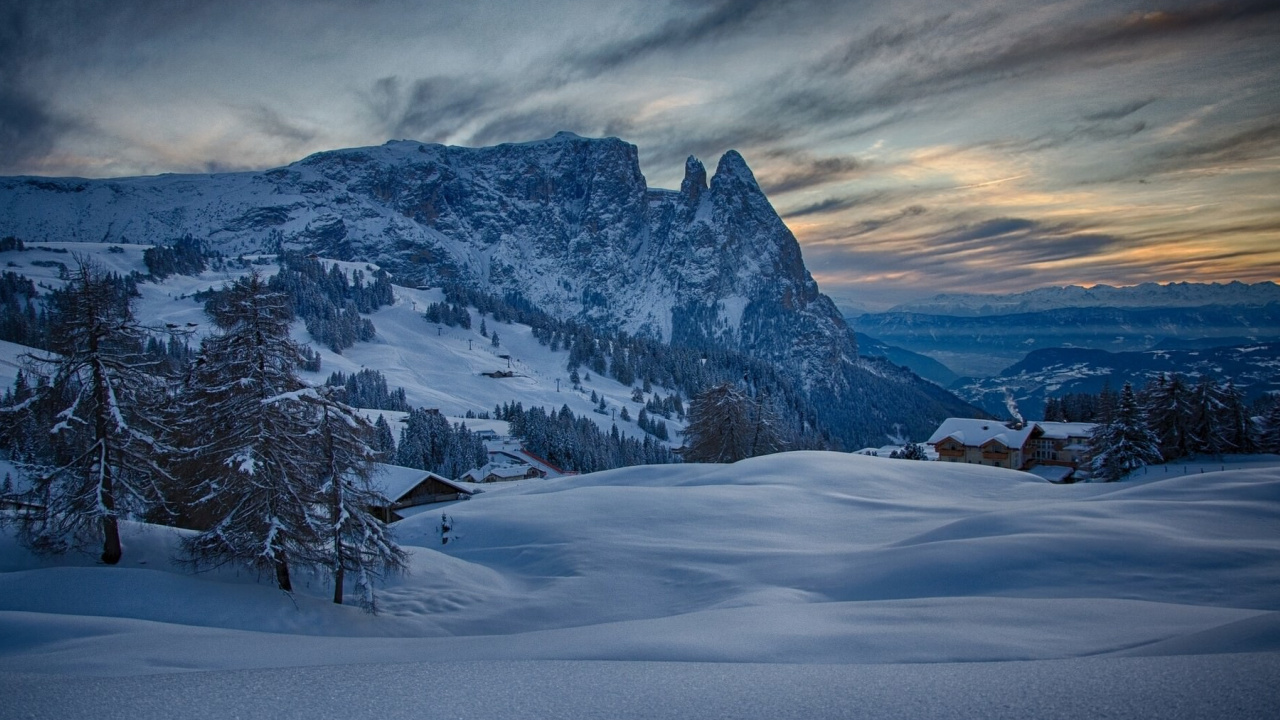 Обои гора, снег, горный рельеф, зима, природа в разрешении 1280x720