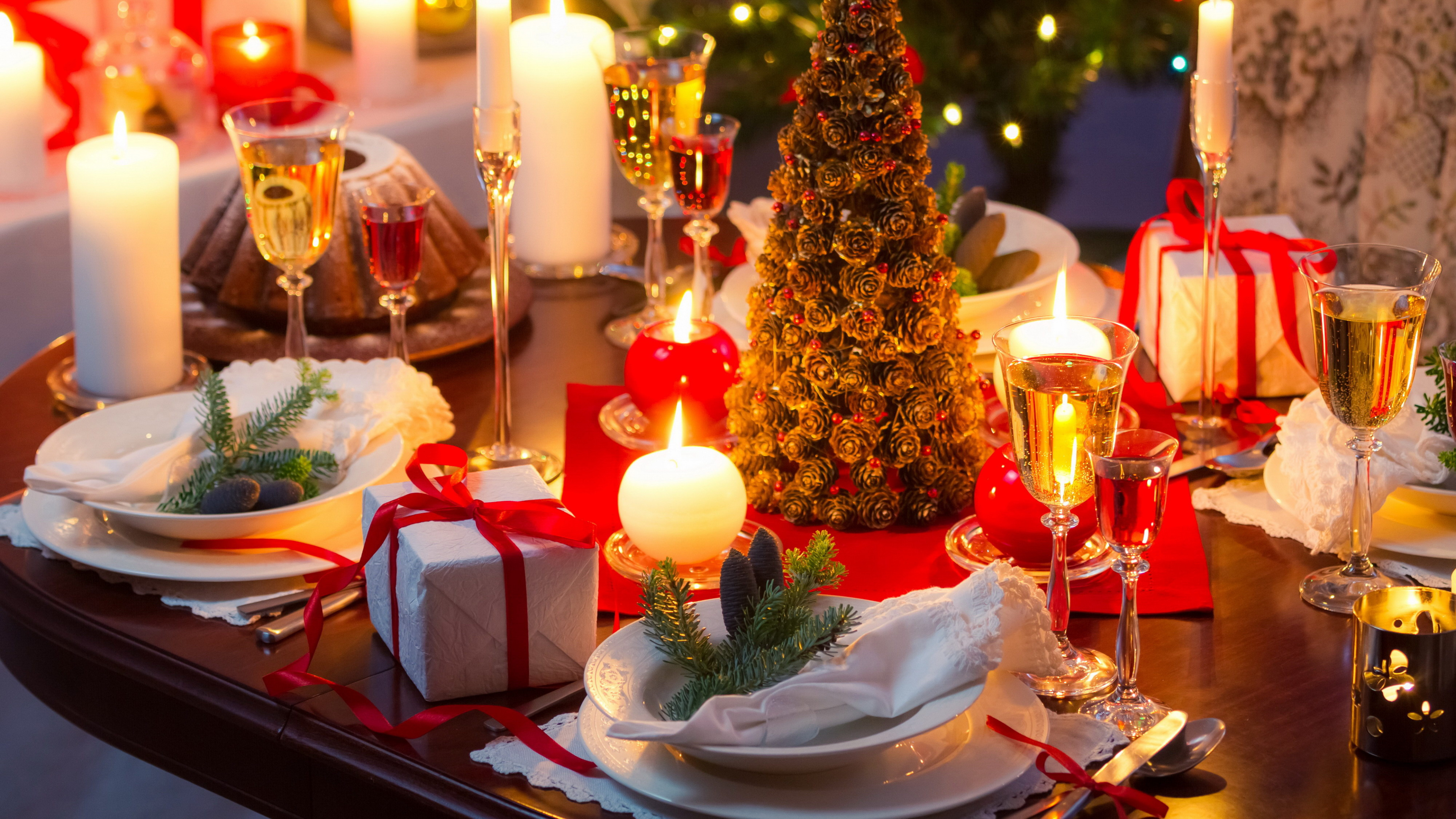 Обои Рождественский день, Рождественский ужин, ужин, Рождество, Сочельник в разрешении 3840x2160