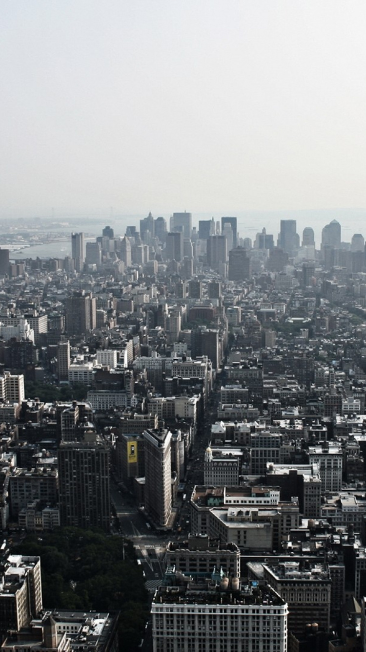 Обои Нью-Йорк, Манхеттен, линия горизонта, городской пейзаж, город в разрешении 750x1334