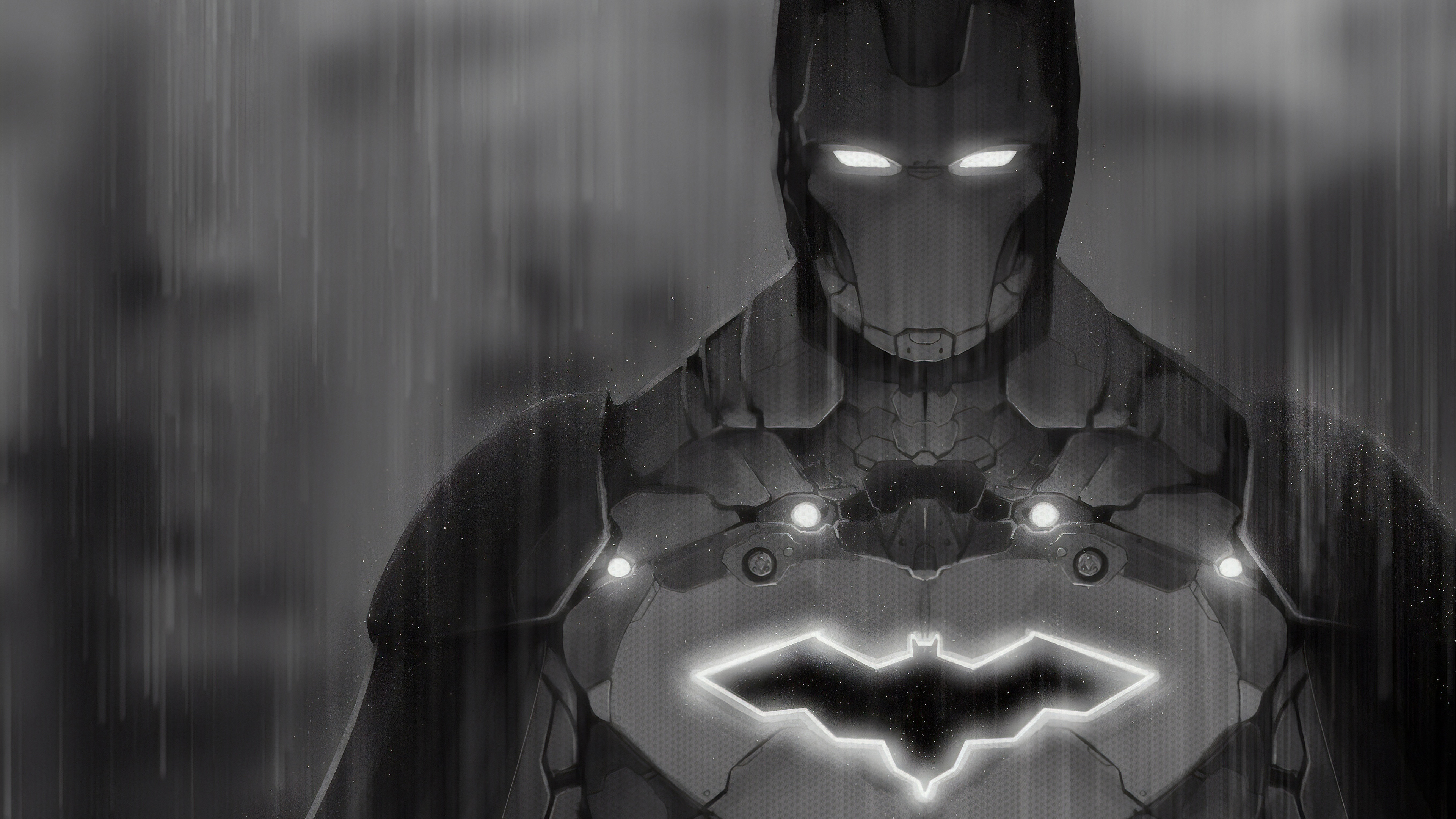Обои Бэтмен, концепт арт, Железный человек, супергерой, броня в разрешении 3840x2160
