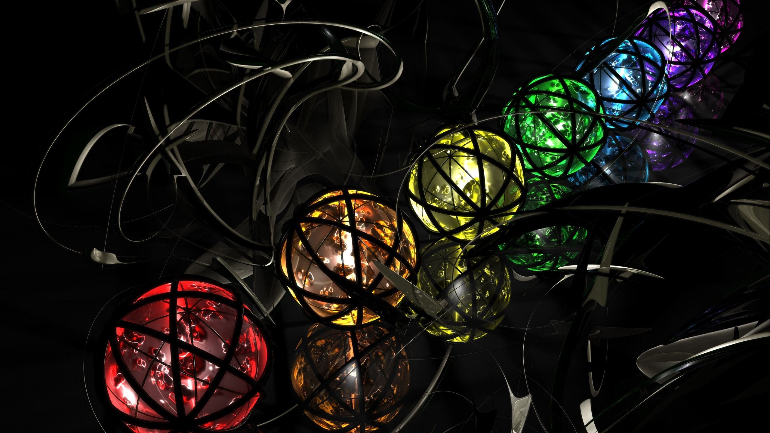 Обои стекло, сфера, цифровое искусство, абстрактное искусство, живопись в разрешении 2560x1440