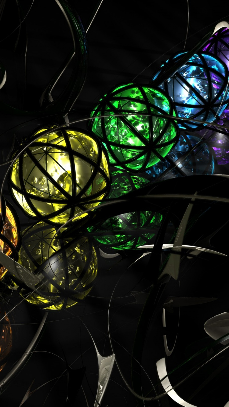 Обои стекло, сфера, цифровое искусство, абстрактное искусство, живопись в разрешении 750x1334