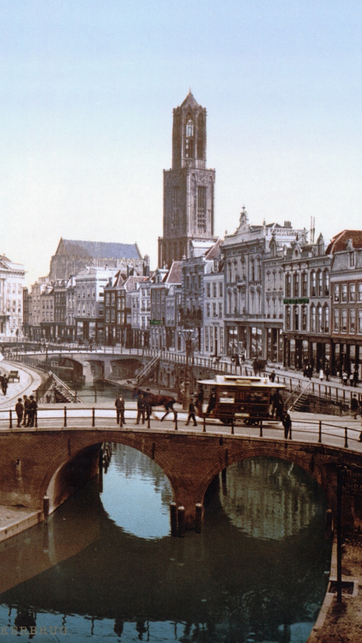 Обои Bakkerbrug, водный путь, канал, город, городок в разрешении 720x1280