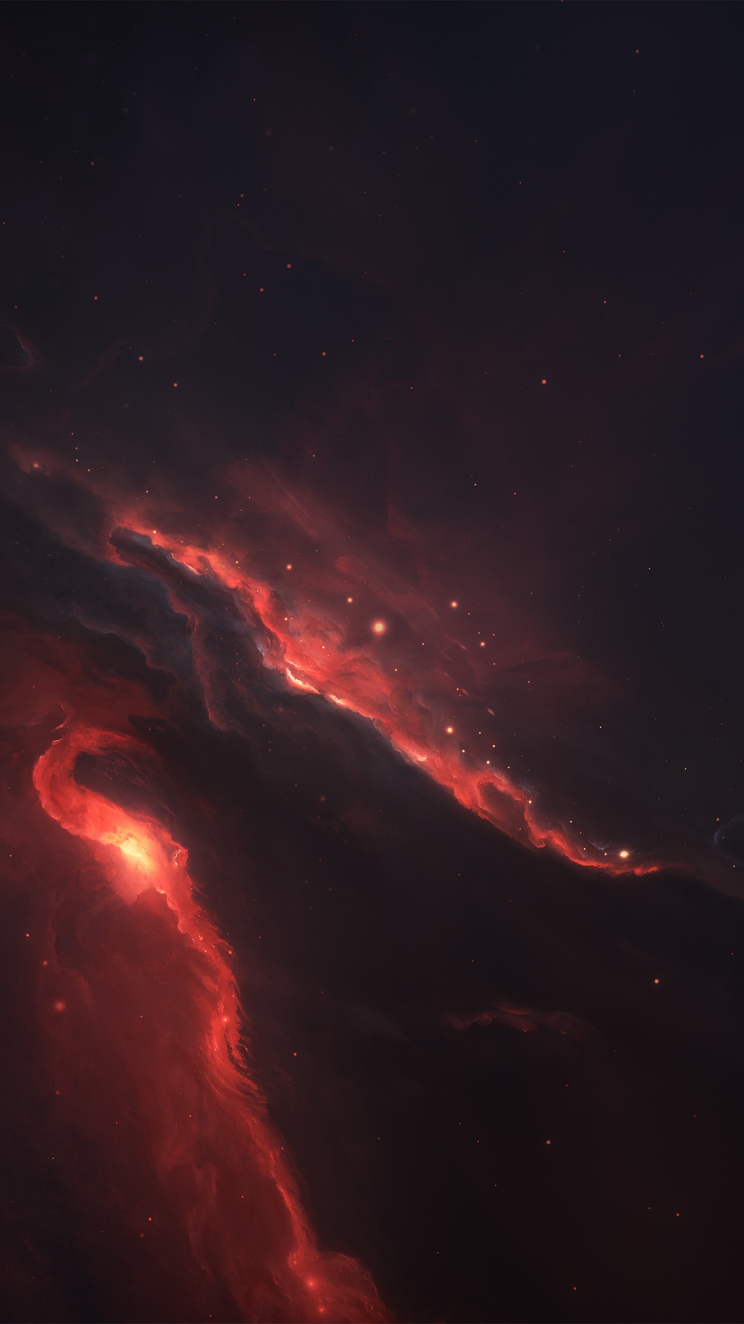 Обои красный цвет, лава, свет, атмосфера, облако в разрешении 1080x1920