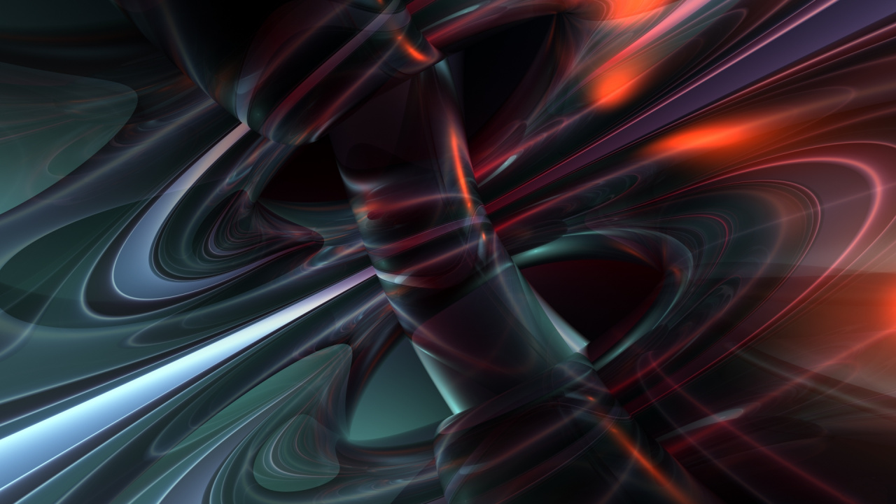 Обои фрактальное искусство, линии, симметрия, линия, красный цвет в разрешении 1280x720