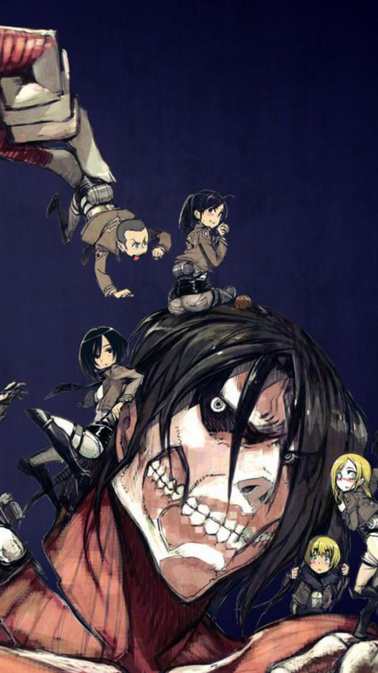 Обои эрен йегер, Микаса Акерман, нападение на титан, аниме, Манга в разрешении 750x1334