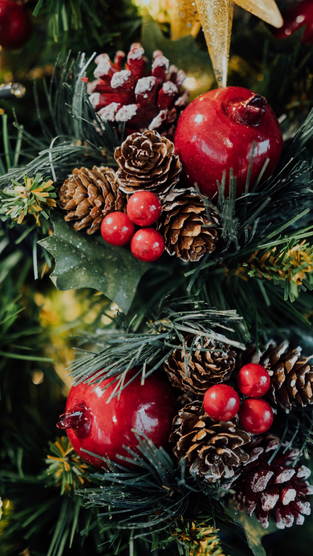 Обои Рождественские украшения, рождественский орнамент, Рождественский день, древесные растения, елка в разрешении 1080x1920