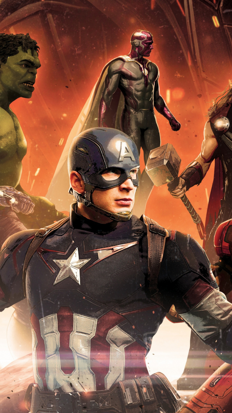 Обои Мстители эра альтрона, видение, мститель, Халк, постер в разрешении 750x1334