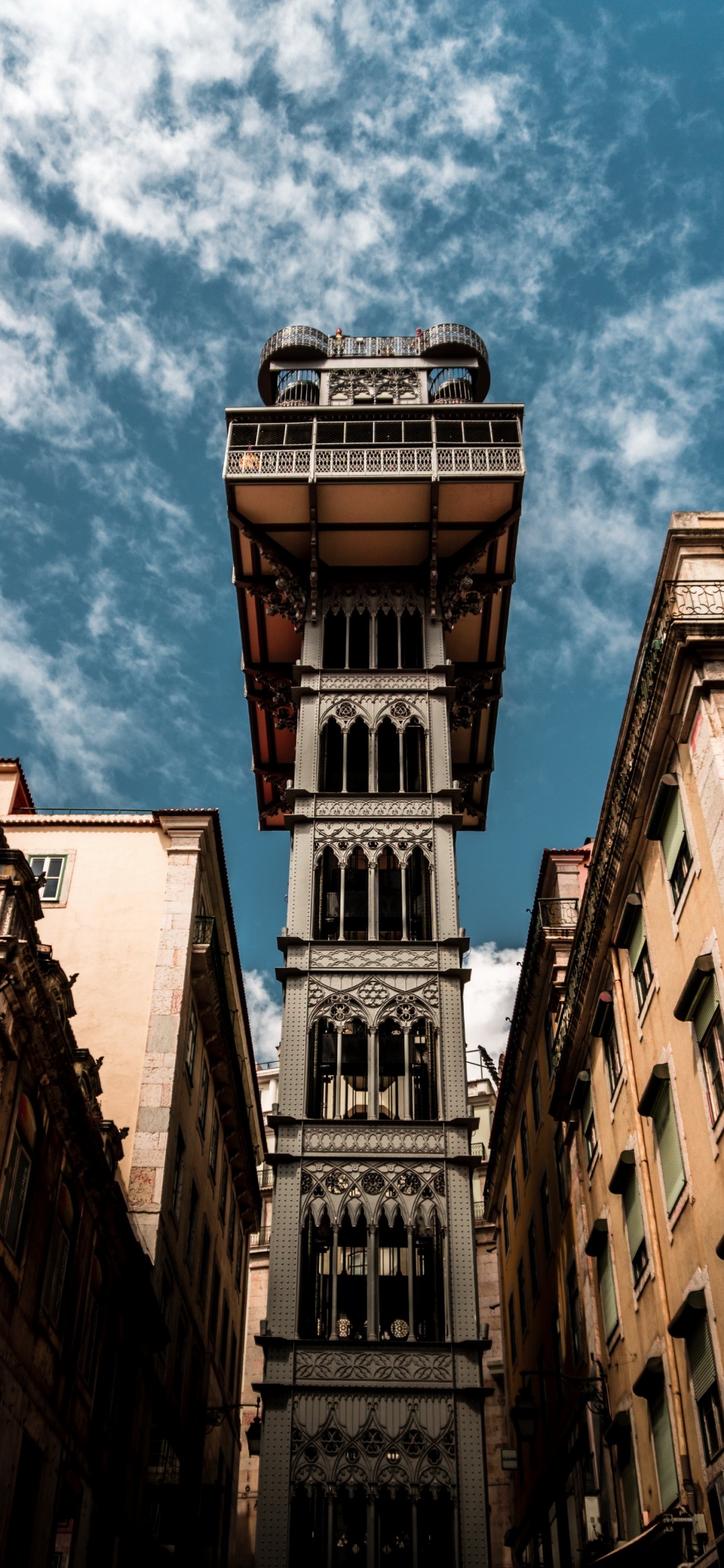 Обои подъемник санта-хуста, прекрасная святая, Замок Хорхе, носик элеватор, центр Лиссабона в разрешении 1242x2688