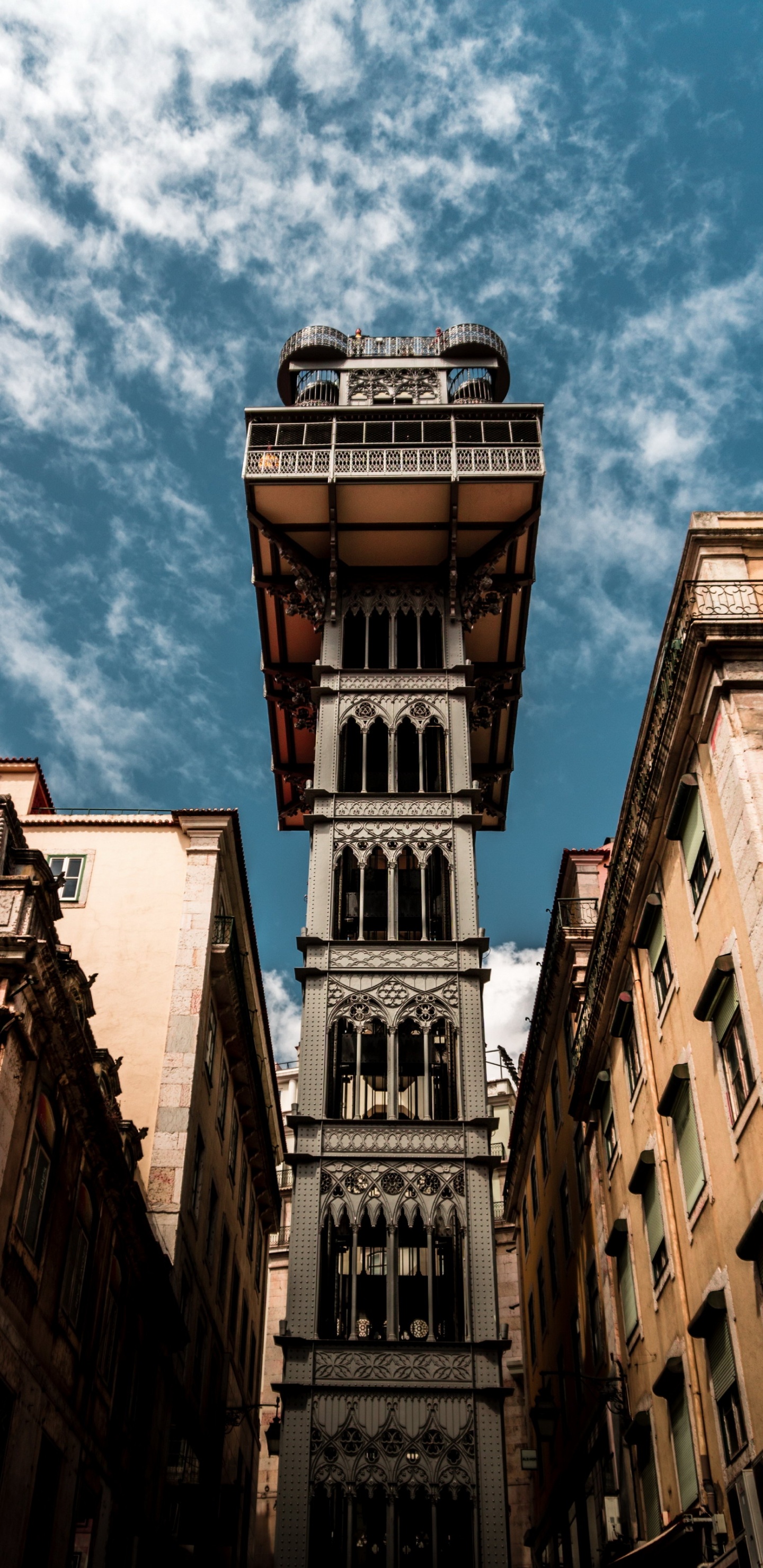 Обои подъемник санта-хуста, прекрасная святая, Замок Хорхе, носик элеватор, центр Лиссабона в разрешении 1440x2960