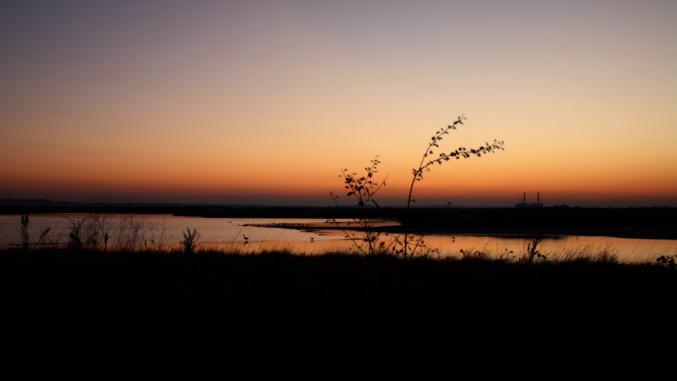Обои горизонт, закат, восход солнца, вечер, послесвечение в разрешении 1366x768