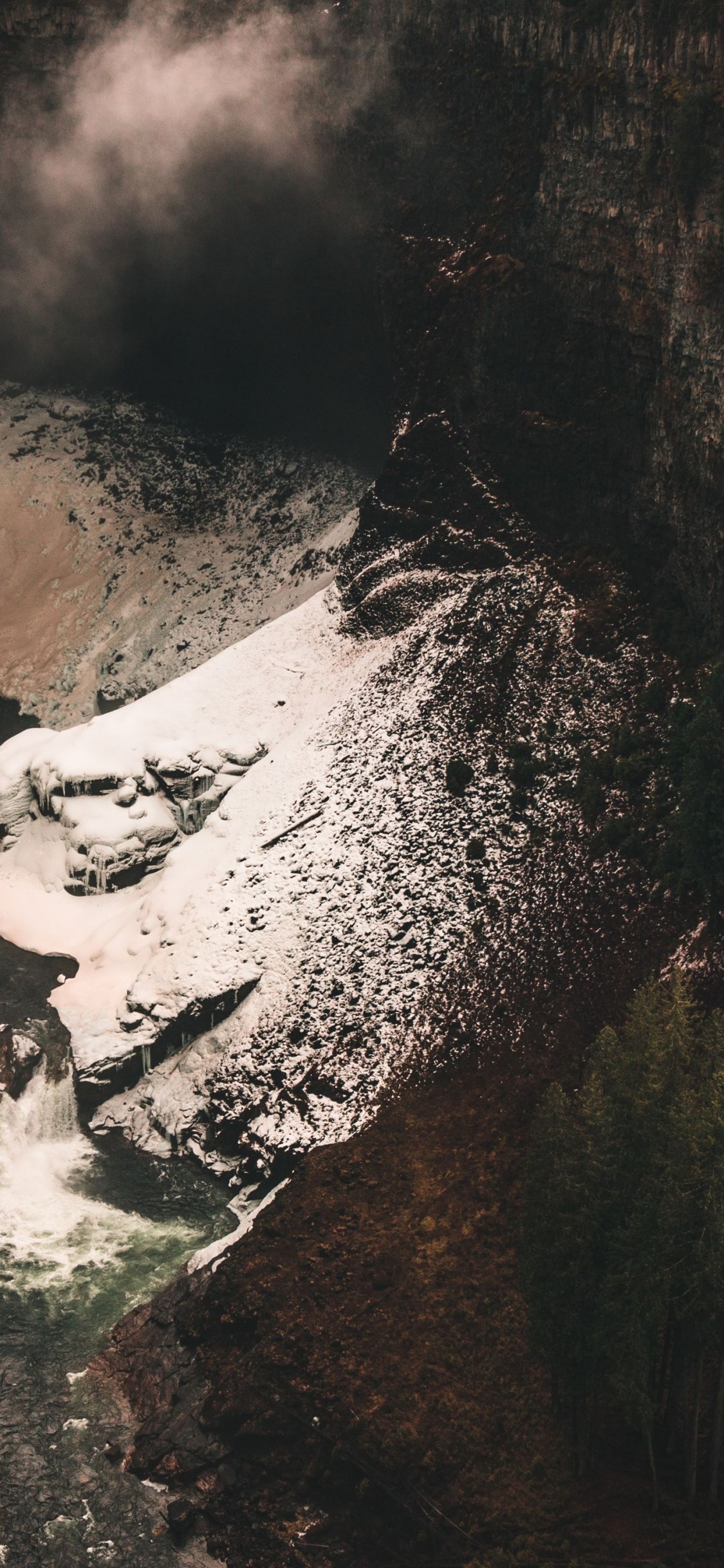 Обои Уильям Соанс, вода, древесина, природный ландшафт, водопад в разрешении 1125x2436