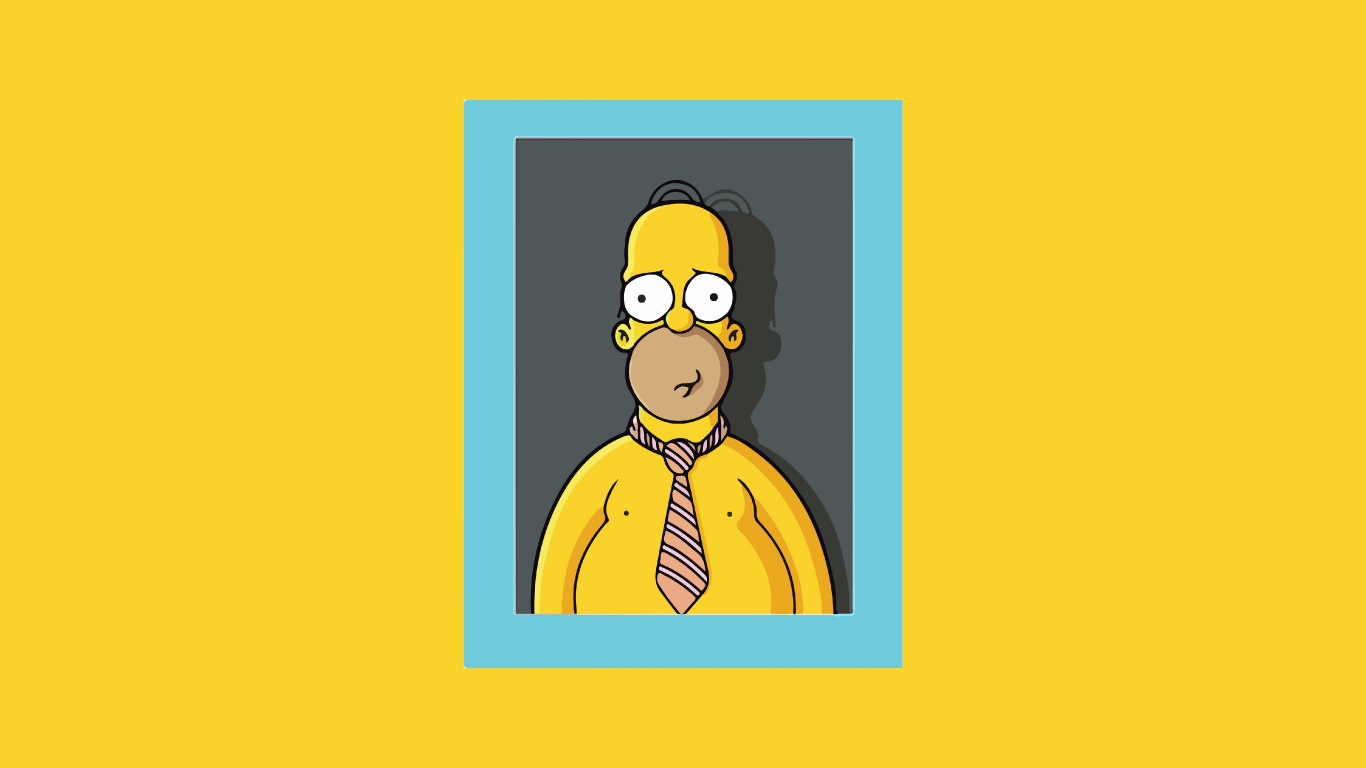 Обои Гомер Симпсон, Мардж Симпсон, арт, иллюстрация, постер в разрешении 1366x768