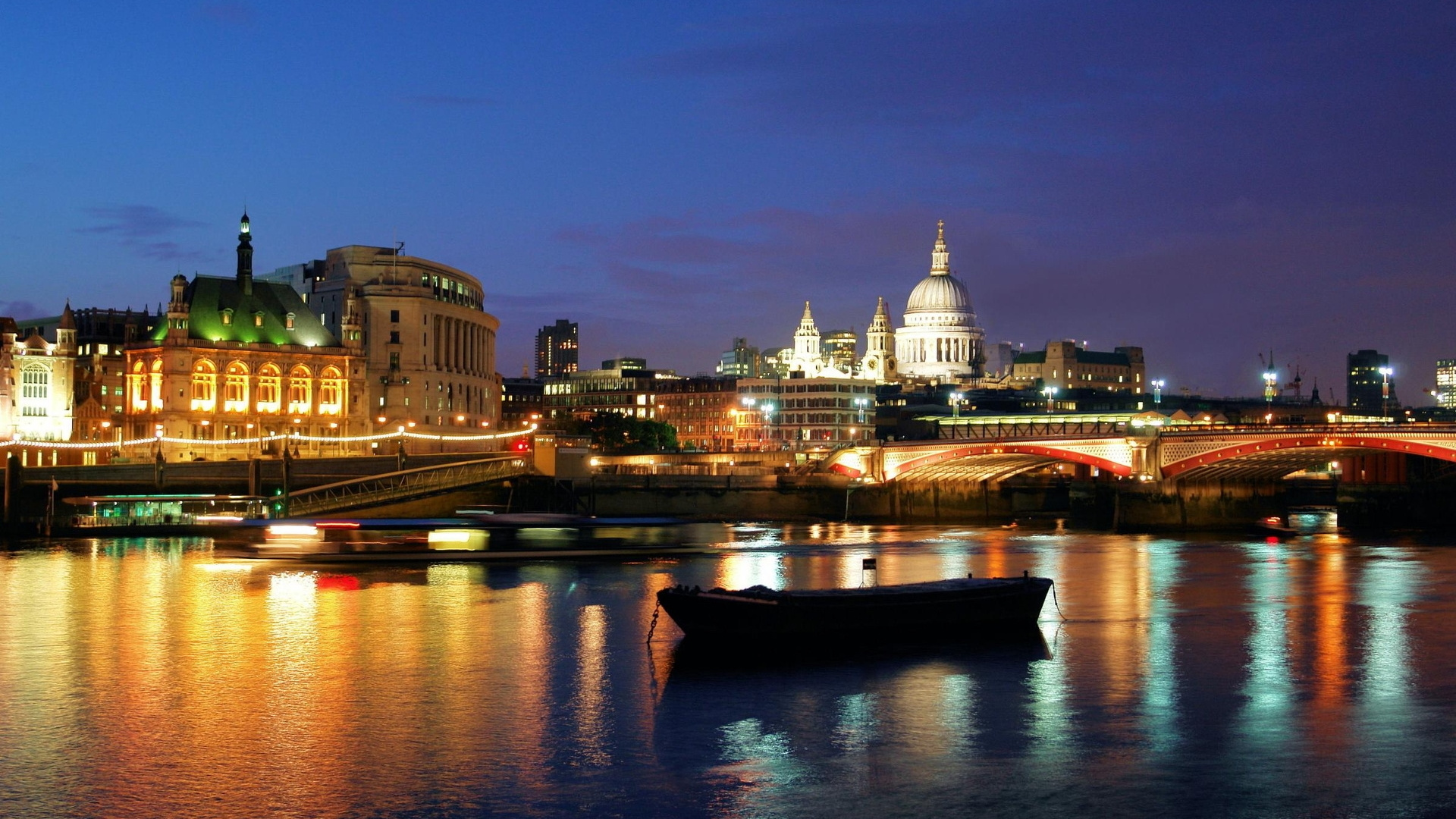 Обои Лондон, ориентир, ночь, отражение, реки в разрешении 1920x1080