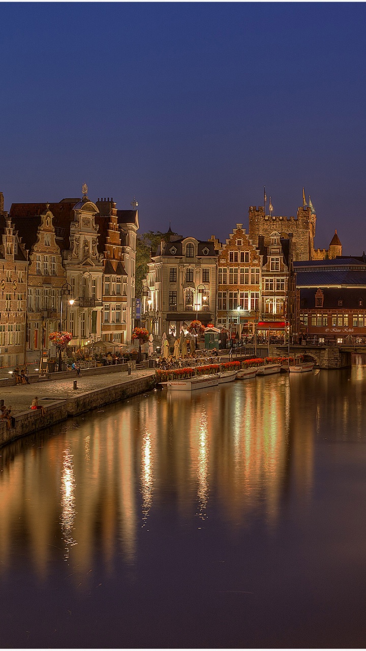 Обои Антверпен, водный путь, канал, вода, город в разрешении 720x1280
