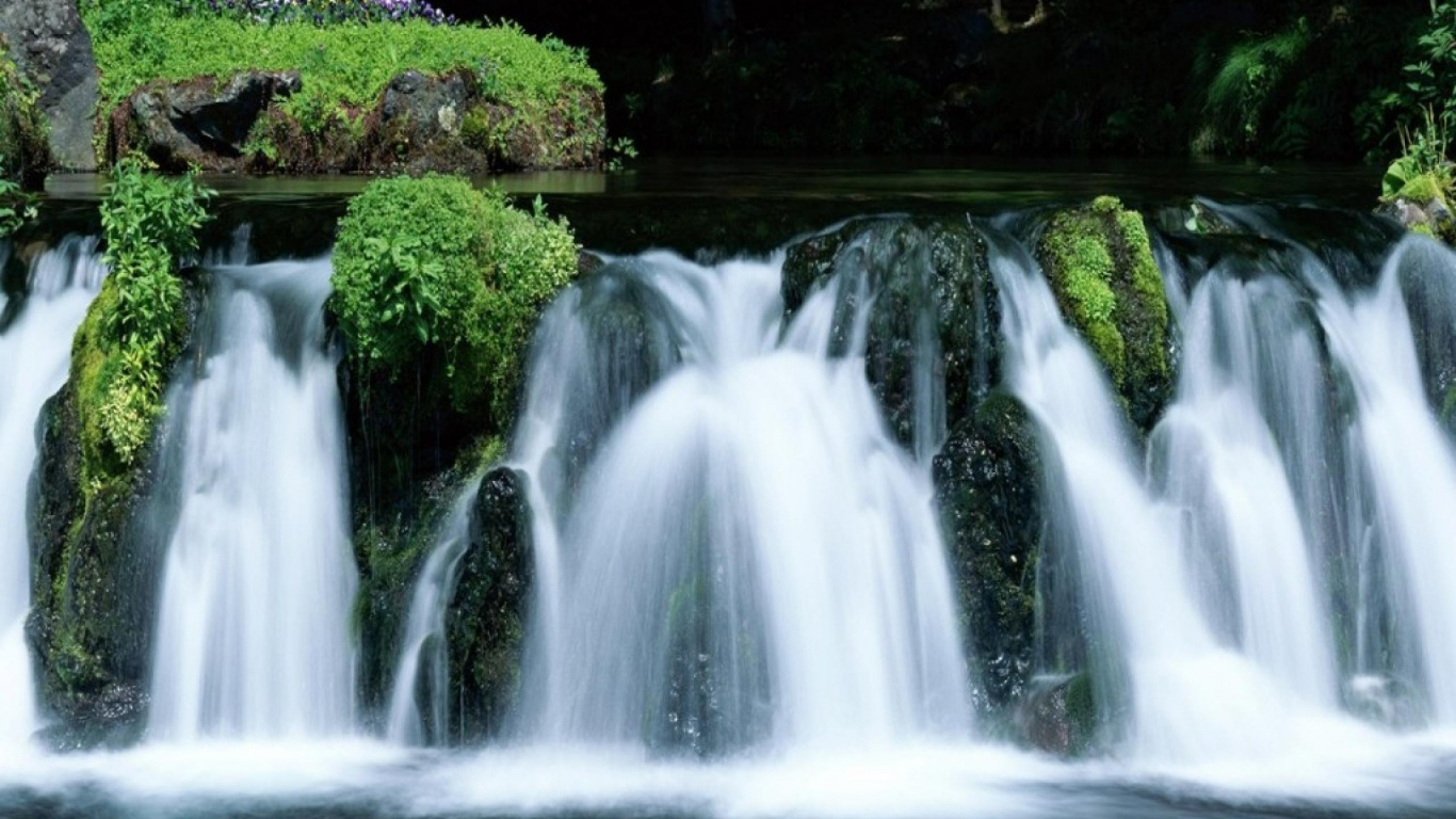 Обои природа, водопад, гидроресурсы, водоем, вода в разрешении 1366x768