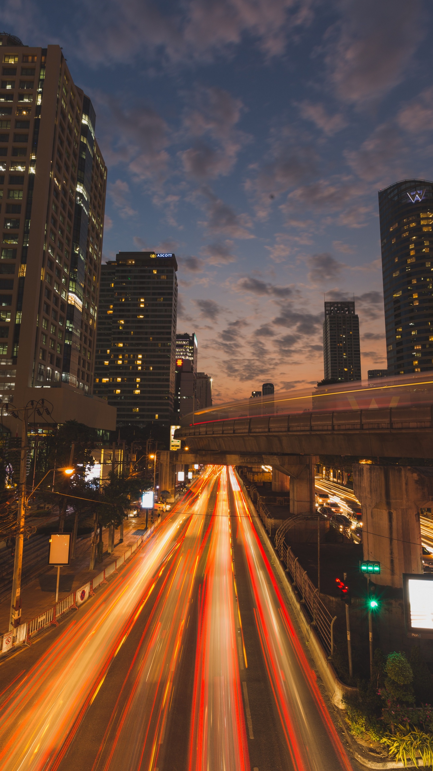 Обои Бангкок, городской район, город, городской пейзаж, ночь в разрешении 1440x2560