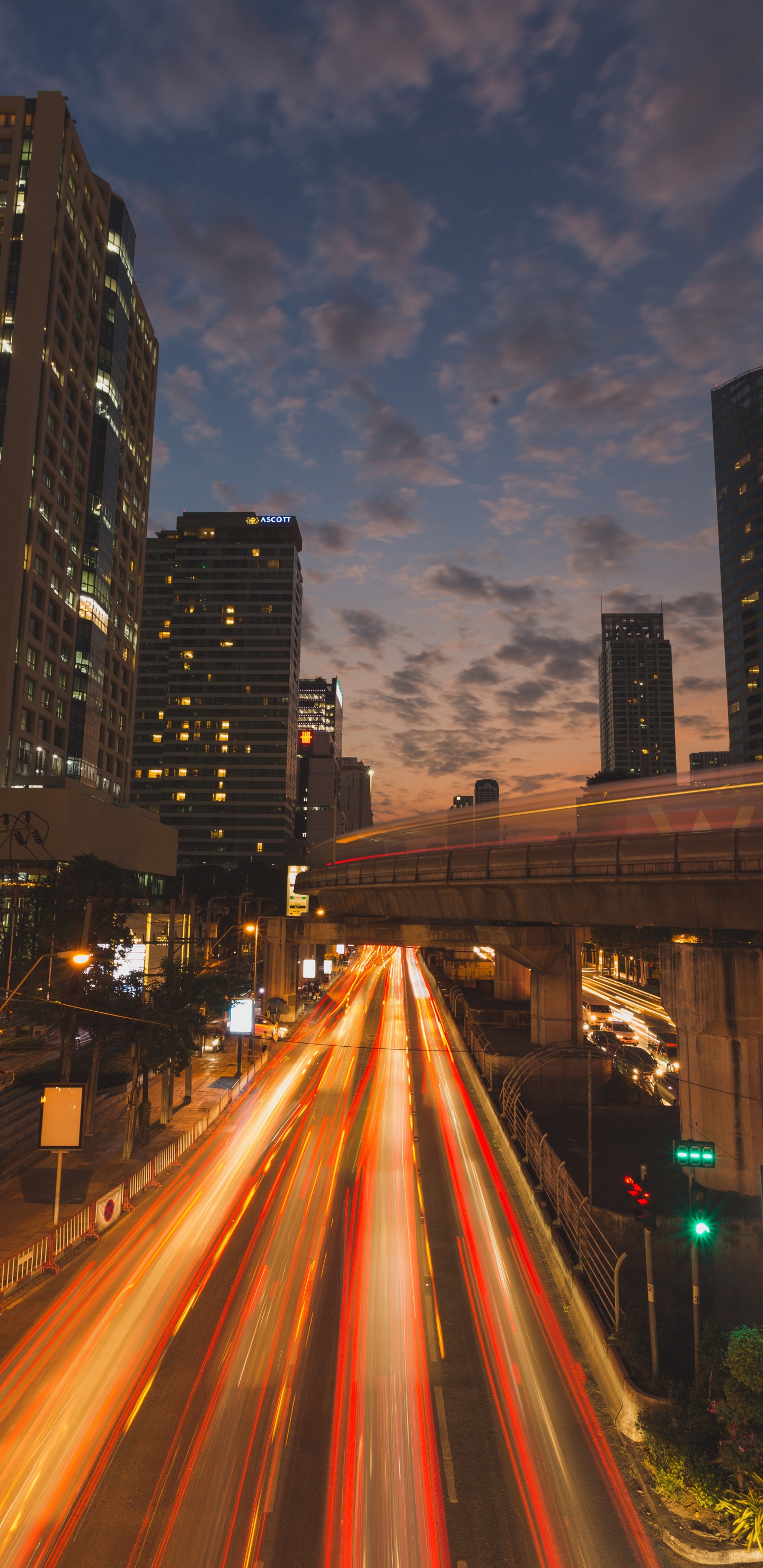 Обои Бангкок, городской район, город, городской пейзаж, ночь в разрешении 1440x2960