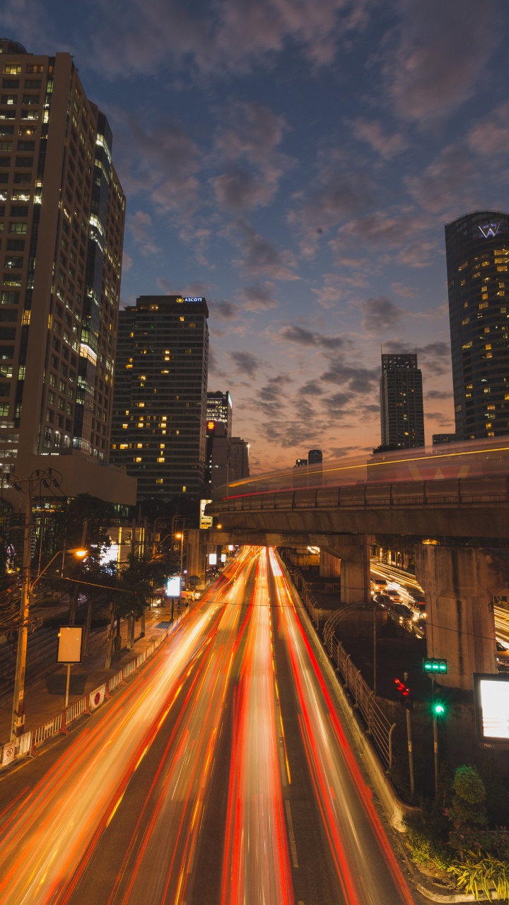 Обои Бангкок, городской район, город, городской пейзаж, ночь в разрешении 720x1280