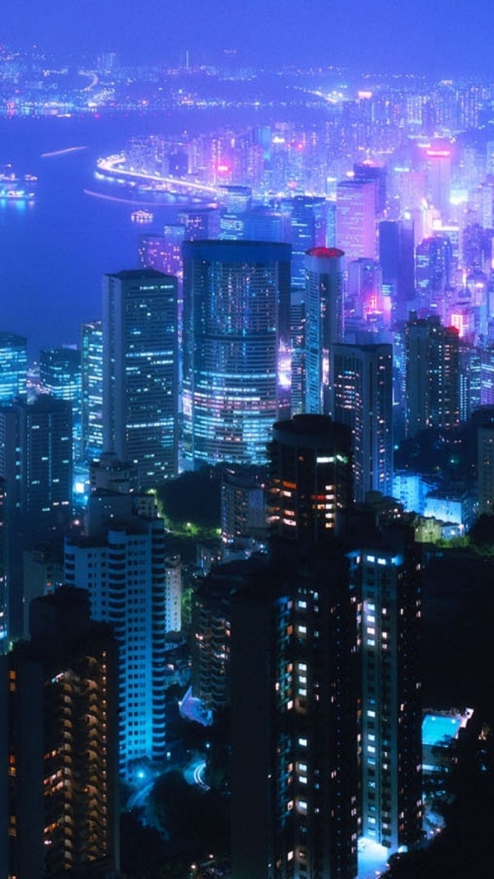 Обои Гонконг, городской пейзаж, метрополия, город, городской район в разрешении 720x1280