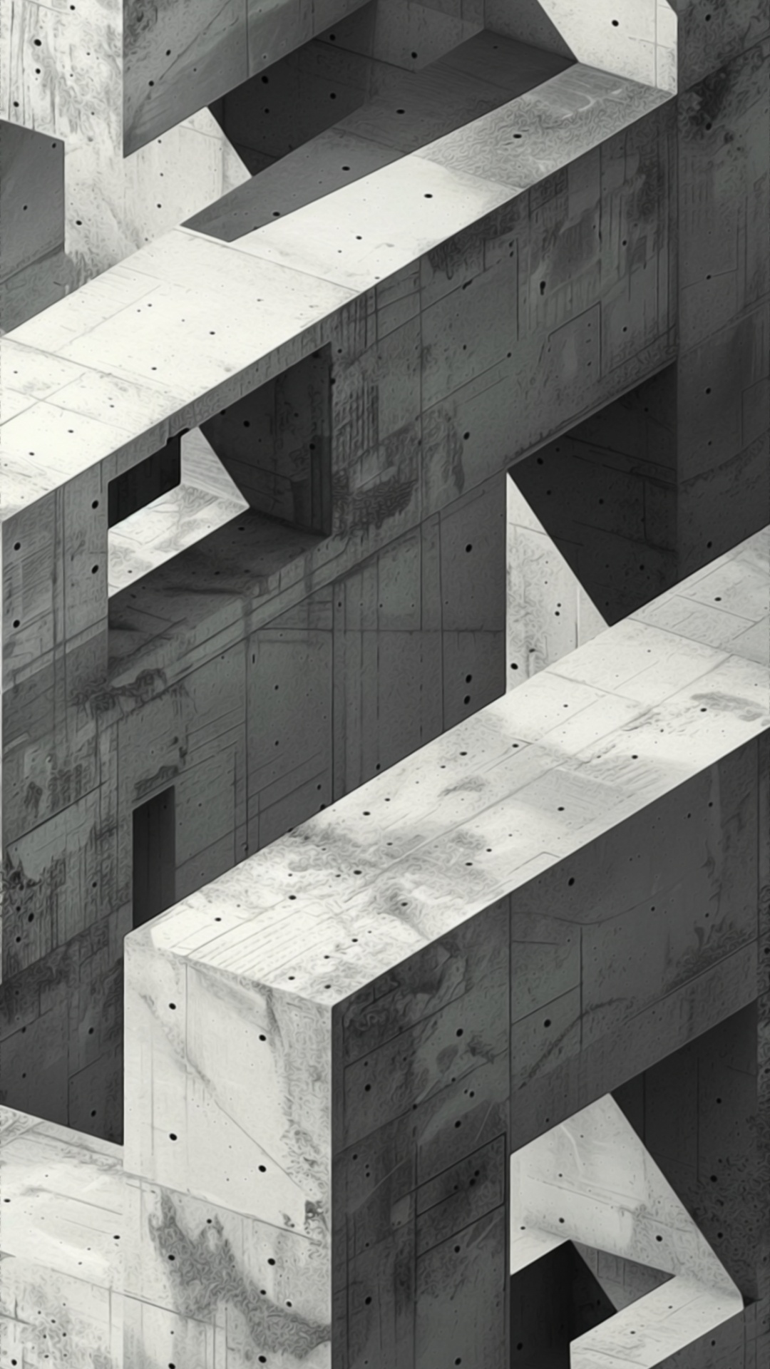Обои бетон, белые, черный, прямоугольник, древесина в разрешении 1080x1920