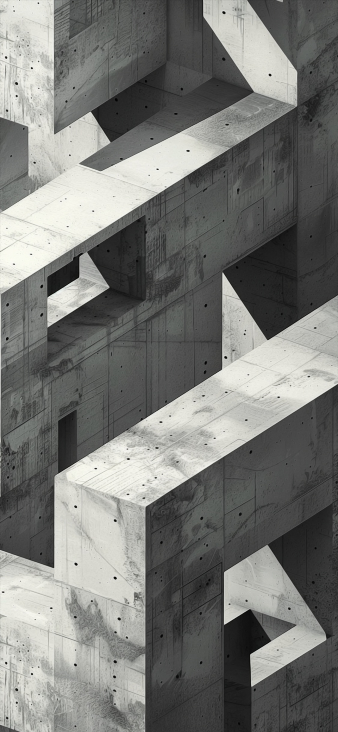 Обои бетон, белые, черный, прямоугольник, древесина в разрешении 1125x2436