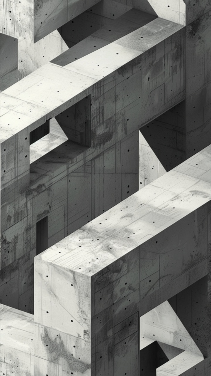 Обои бетон, белые, черный, прямоугольник, древесина в разрешении 720x1280