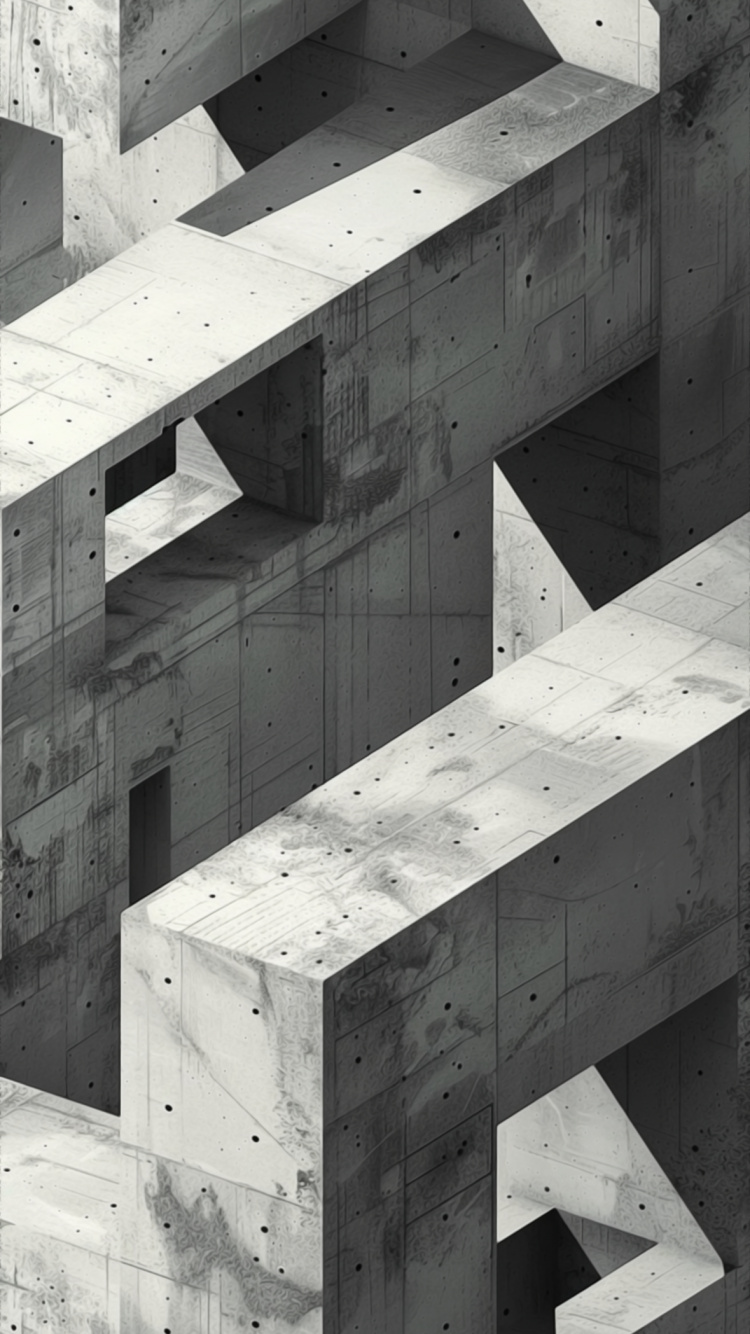 Обои бетон, белые, черный, прямоугольник, древесина в разрешении 750x1334