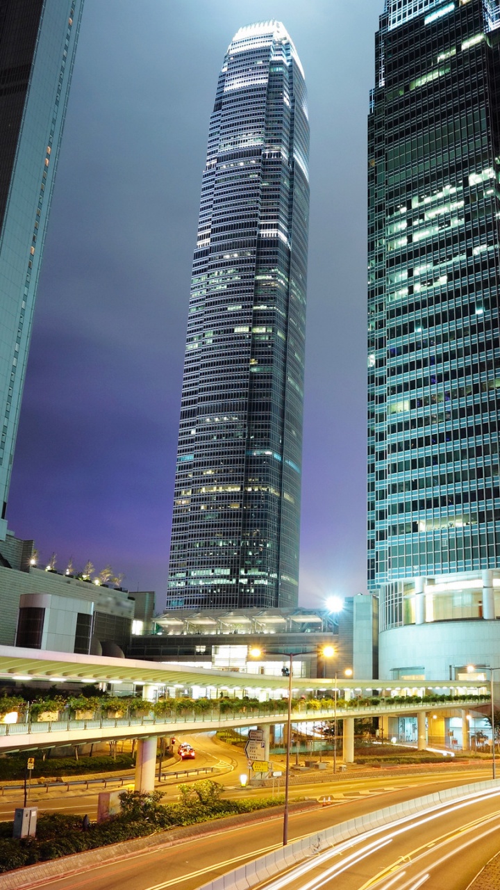 Обои Гонконг, ночь, город, метрополия, городской район в разрешении 720x1280